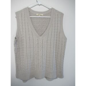 Les Sereia V-Neck Oatmeal Sweater Vest Size Large